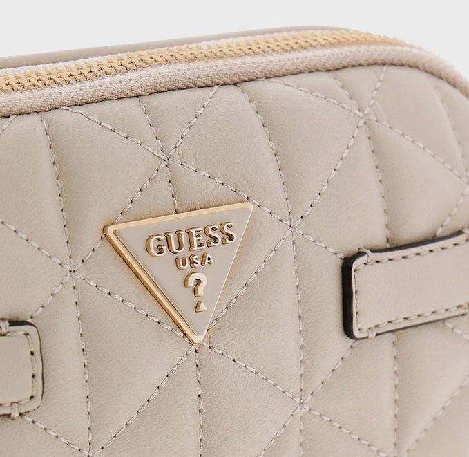 GUESS Paisleigh Quilted Mini Camera Bag Beige