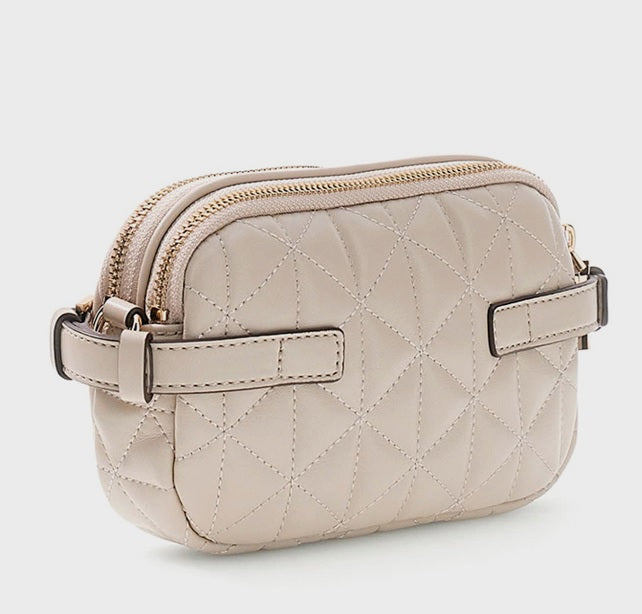 GUESS Paisleigh Quilted Mini Camera Bag Beige